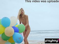 skinny italian blonde farncy torino strips balloons beach naked