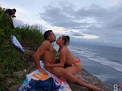 hot blonde gets assfucked outdoors on beach by surfer as i secretly film her juicy pussy and anal pounding up close