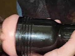 Fleshlight gripped tight for intense stroking release
