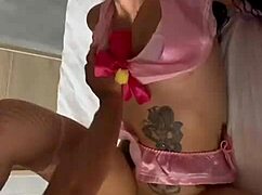 those blue eyes latina babe gives sloppy blowjob then rides hard dirty