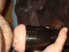 Fleshlight gripped tight for intense stroking release