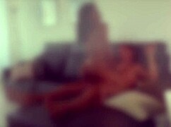 Smoking cigar while pounding beautiful wife's wet pussy doggystyle on sofa relentlessly