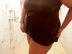 sneaky milf flashes her huge horny boobs in tight spots everywhere