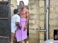 Horny college ebony takes neighbor's huge black cock doggystyle