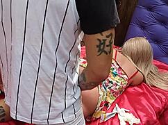 You won't believe how I pound this blonde stepmom's ass using her fuck doll toy for anal creampie