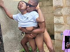 Horny college ebony takes neighbor's huge black cock doggystyle