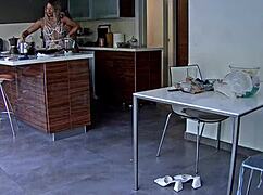 voyeur spies juicy asses cooking in kitchen heat