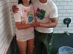 Bro fucks saara's tight anal hard on holi 🎉 she skips friends for big cock pounding 😈