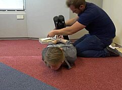 teen violet haze bound and choked deepthroating as real estate agent