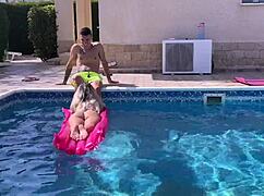neighbor's hot milf bent over pool fucked doggy style deep?