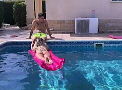 neighbor's hot milf bent over pool fucked doggy style deep?