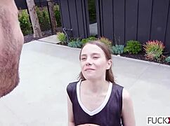 Petite Shy Blonde Sia Wood Fucks Hard For Basketball Team Dreams