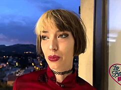 Young french brunette slut begs for hard anal double penetration in lingerie