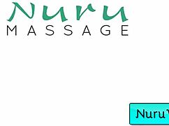 Sexy teen brunette masseuse glides naked wet body on client in nuru massage