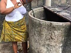 dirty fat bitch bends over laundry for outdoor monster cock pounding