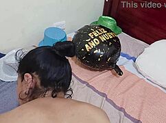 Stepmother Fucks Hard Bent Over on New Year's Celebration