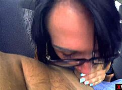 Blowjob in Car Turns Intense with Deepthroat and Cumshot