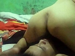 Man Devours Woman's Hairy Pussy Close-Up