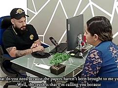 chubby latina milf gives boss dirty oral then swallows his load to keep her job