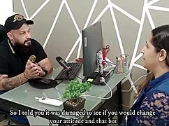 chubby latina milf gives boss dirty oral then swallows his load to keep her job