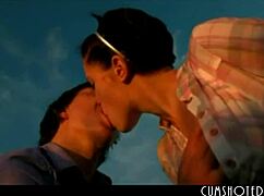 young busty babe rides cowgirl then doggy outdoors with cumshot finish