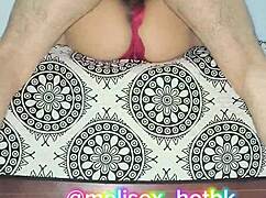 sexy milf poses in hot red lingerie showing natural tits