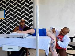 doutor fucks patient anal creampie next to oblivious husband big cock bisexual