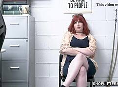 Smoking Redhead Milf Amber Dawn Caught Shoplifting Fucked by Cop in Office!