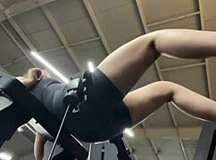 18yo BBW FINGERS FAT PUSSY then CUMS in crowded GYM