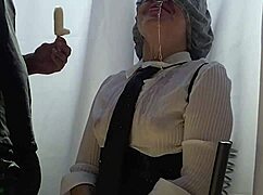Stepdad blindfolds stepdaughter and swaps lollipop for cock in her mouth. She loves it and keeps sucking his dick eagerly