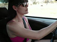 Raquel asks stranger for directions, lets him grope her huge tits then deepthroats his cock till cumshot in mouth!