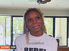 Damn, cute black teen 18+ slurps massive white cock for the gig!