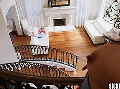 hot maid gal ritchie dives into boss kenzie taylor's big tits pussy with dildo licks and hardcore fuck