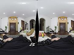 Blonde and Brunette Pornstars Suck and Fuck in Lingerie Group VR