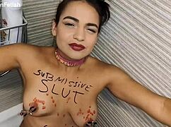 Ana Spears' Submissive BDSM Session with Golden Shower Body Writing and Humiliating Latina Slut Play