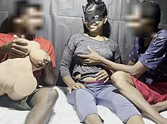 friends gangbang tantaly halloween sex doll blowjob 3some in housewife home