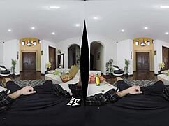 Blonde and Brunette Pornstars Suck and Fuck in Lingerie Group VR