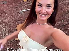 belle french amateur gangbanged by strangers in woods! 😈🌳👥