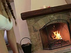 yoga teacher sneaks fingers into client's pierced pussy for licking orgasm