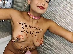 Ana Spears' Submissive BDSM Session with Golden Shower Body Writing and Humiliating Latina Slut Play