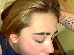 Hot blonde deepthroats gags chokes cock face fucked hardcore to cum mouth