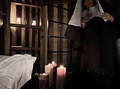 NAUGHTY NUN MONIKA FOX FINGERS SHAVED PUSSY TO SQUIRTING ORGASM