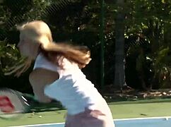 tennis lesbos heat up the pool with wet pussy play