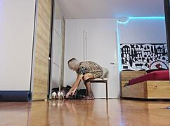 Blonde short hair struts high heels fashion show ass feet socks glamour fetish