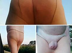 Flashing feet in strumpfhose outdoors feels so naughty and exposed