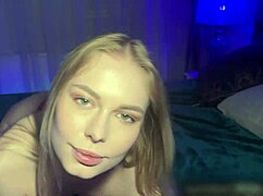 brusty blonde's sloppy deepthroat an' wet pussy ride on my monster cock feels amazin'