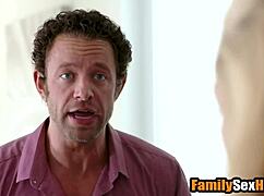 stepdaughter seduces stepdaddy while stepmom watches the taboo threesome