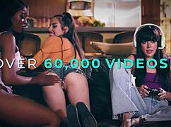 step milf mindi mink eases teen karlee grey's fears in bed with gentle face sitting and scissoring