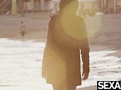 stunning brunette babe fingers shaved pussy to explosive orgasm closeup