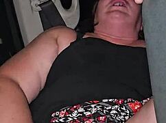 milf's wet pussy squirts wildly from huge dildo thrusts